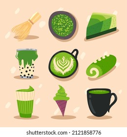 set of nine matcha items