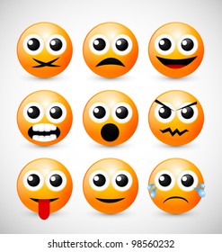 Set of Nine Orange Emoticons