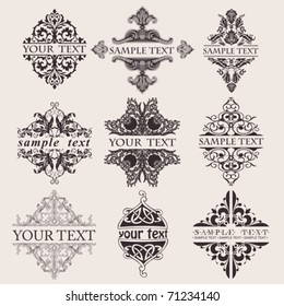 Set Of Nine Ornate Banner Text Quad