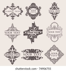 Set Of Nine Ornate Banner Text Quad