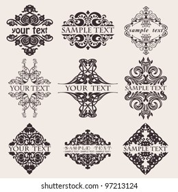 Set Of Nine Ornate Banner Text Quad