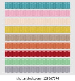 Set Of Nine Pastel Grosgrain Ribbon Textures. Vector Illustration. Also See Other Color Sets.