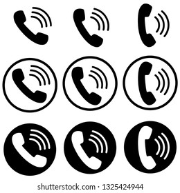 set of nine phone contact number common icons