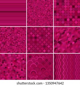 Set with nine pink seamless abstract geometric pattern, vector illustration