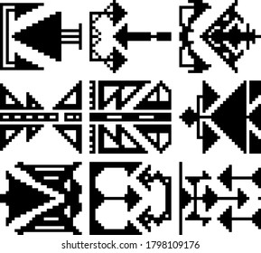 Set Nine Pixel Illustrations Various Geometric Stock Vector (Royalty ...