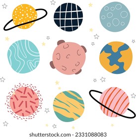 Set of nine planets for children
