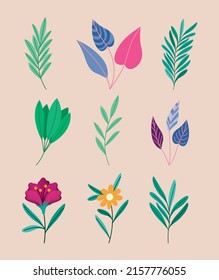 set of nine plants designs