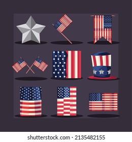 set of nine president day items