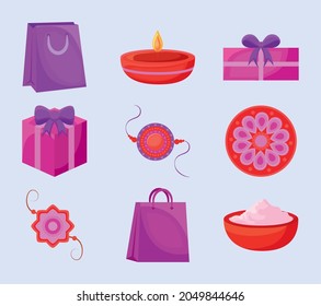 set of nine rakhi items