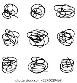 Conjunto De Nueve Vectores De Líneas De Doodle Aleatorias