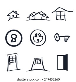 Set of nine realestate logos vector illustration