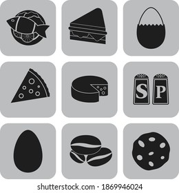 Set of nine restaurant flat icons. Luxurious background. Artistic illustration. 