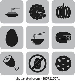 Set of nine restaurant icons. Luxurious background. Intense illustration. 