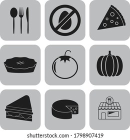Set of nine restaurant related icons. Handsome background. Illustration. 