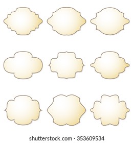 Set of nine retro label templates with dark outline.