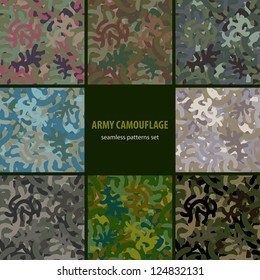 Set of nine seamless camouflage patterns