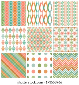 Set of nine seamless geometric pattern