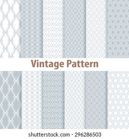 Set of nine seamless pattern in retro style art