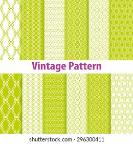 Set of nine seamless pattern in retro style art