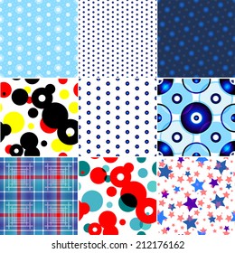 Set of nine seamless patterned texture in a square