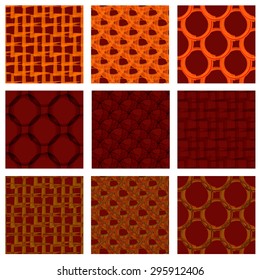 A set of nine seamless patterns. Bright African colors. Geometric patterns. Vector eps 10.