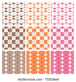 A set of nine seamlessly tiling patterns in trendy colors. All design are seamless and "pattern swatches" included in file, for your convenient use.