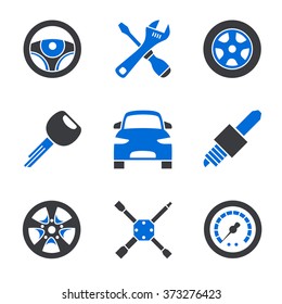 Set of nine simplified different car accessories svg