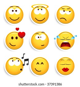 Set of nine smileys