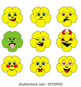 Set of nine smileys
