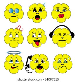 Set of nine smileys