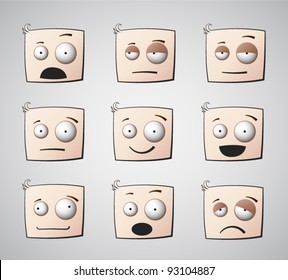 Set of nine smileys with different expressions