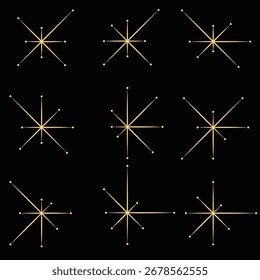 Um conjunto de nove materiais de estrelas cintilantes
