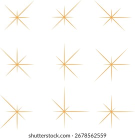 Um conjunto de nove materiais de estrelas cintilantes
