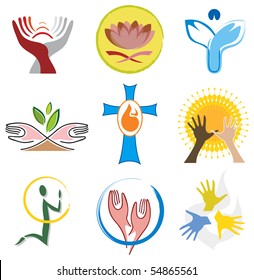 Set of nine Spirituality, Religion Icons