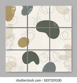 set of nine square layouts with abstract ornament
