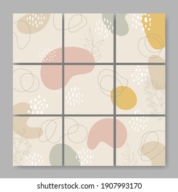 set of nine square layouts with abstract ornament