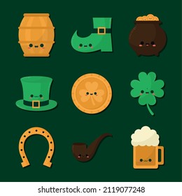 set of nine st patricks day icons