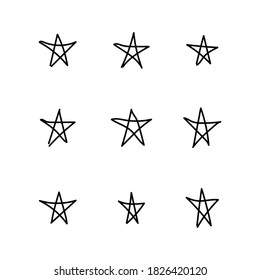 Set von neun Sternen Illustration . Handgezeichnete Sterne Set Vektorgrafik-Kollektion