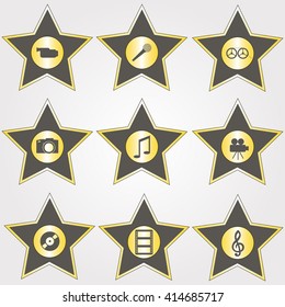 set of nine stars icons in vector art
