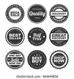 Set of nine Stickers, Tags, Badges or Labels design of Sale and Discounts on white background.