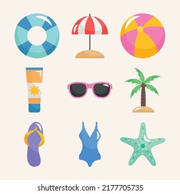 set of nine summer items