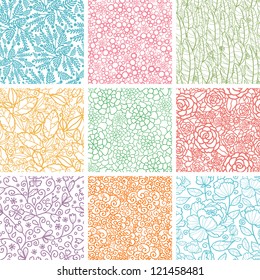 Set Of Nine Textured Natural Seamless Patterns Backgrounds