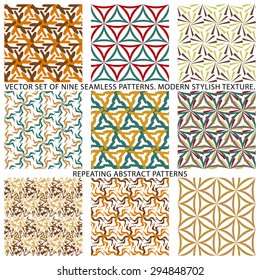 Set Of Nine Textured Natural Seamless Patterns Backgrounds art