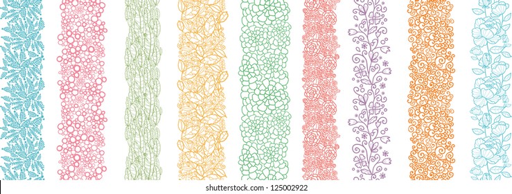 Set Of Nine Textured Natural Vertical Seamless Patterns Backgrounds