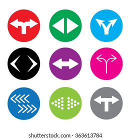 Set of nine two-way direction symbol icons