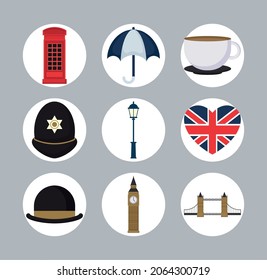 set of nine uk items