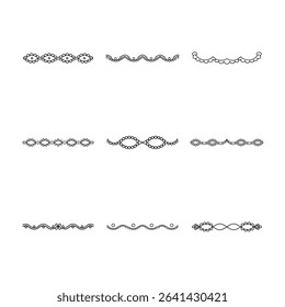 A set of nine unique decorative borders and dividers in a minimalist black and white style.