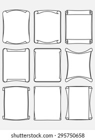Set of nine unusual decorative stylized frames with swirl edges