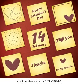 Set of nine valentine`s day card