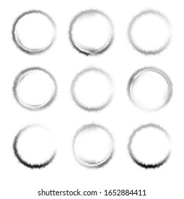 Set of nine vector black circle halftone frames for your logo or other design 